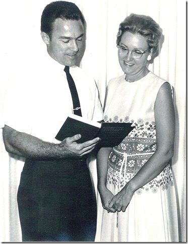 Reviewing the first copy of my book Bonesetting, Chiropractic, and Cultism, with my wife, Martha, in 1963.