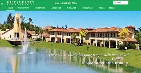 This is a screenshot from the website of the Hippocrates Health Institute, showing its grounds.